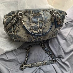 Coach Sophia Madison Light 16354 Blue Python Embossed Leather Satchel handbag